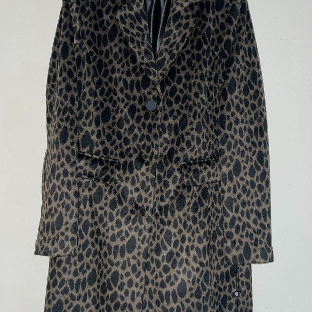 WOMENS LEOPARD COAT LAUNDRY BY SHELLI SEGALL SIZE LARGE STYLISH